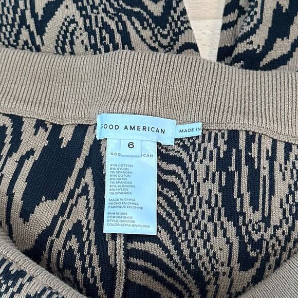 Good American Intarsia Flare Sweater Pants in Sepia Swirl NEW size 6 3X - Picture 6 of 8